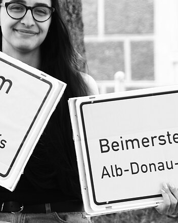 Bild: Ortsschild Beimerstetten und vh Ulm im Alb-Donau-Kreis