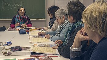 Bild: Teilnehmer/innen im Italienischkurs